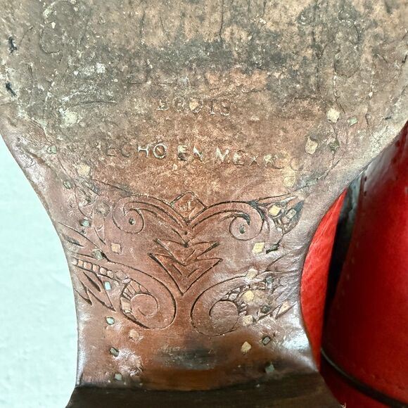 Size 8 - Men's Denver cowboy Sun&Moon/ Red & Black boots Genuine Leather - Picture 12 of 16